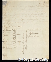Pemberton, George: certificate of election to the Royal Society