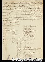 Wix, Samuel: certificate of election to the Royal Society