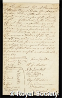 Hardwicke, Thomas: certificate of election to the Royal Society