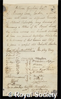 Vaughan, William: certificate of election to the Royal Society
