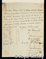 Horner, Leonard: certificate of election to the Royal Society