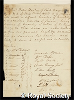 Elmsley, Peter: certificate of election to the Royal Society