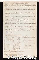 Neave, Sir Thomas: certificate of election to the Royal Society