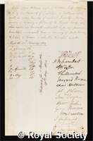 Hobhouse, John Cam, Baron Broughton de Gyfford: certificate of election to the Royal Society