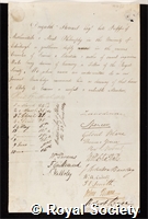 Stewart, Dugald: certificate of election to the Royal Society