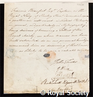 Beaufort, Sir Francis: certificate of election to the Royal Society