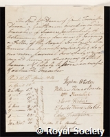 Deane, William: certificate of election to the Royal Society