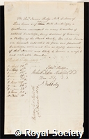 Rudge, James: certificate of election to the Royal Society