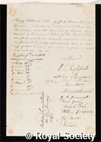 Holland, Sir Henry: certificate of election to the Royal Society