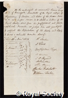 Grey, Sir Thomas: certificate of election to the Royal Society