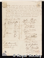Whishaw, John: certificate of election to the Royal Society