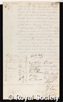 Bond, Phineas: certificate of election to the Royal Society