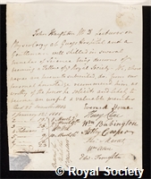 Haighton, John: certificate of election to the Royal Society
