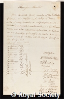 Biot, Jean Baptiste: certificate of election to the Royal Society