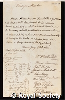 Humboldt, Friedrich Wilhelm Heinrich Alexander von: certificate of election to the Royal Society