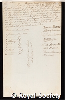 Ivory, Sir James: certificate of election to the Royal Society