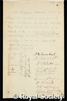 Hawkins, Sir Christopher: certificate of election to the Royal Society