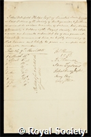 Phelps, John Delafield: certificate of election to the Royal Society