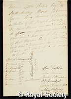 Parker, Thomas Lister: certificate of election to the Royal Society