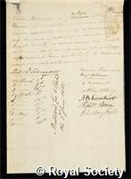 Mackenzie, Charles: certificate of election to the Royal Society