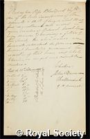 Blachford, Barrington Pope: certificate of election to the Royal Society