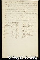 Brewster, Sir David: certificate of election to the Royal Society