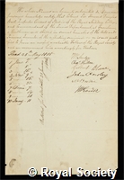 Douglas, Sir Howard: certificate of election to the Royal Society