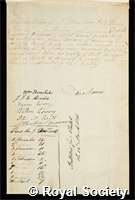 Babbage, Charles: certificate of election to the Royal Society