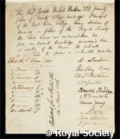 Batten, Joseph Hallett: certificate of election to the Royal Society
