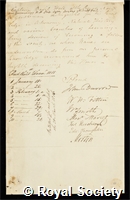 Hall, Basil: certificate of election to the Royal Society