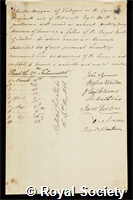 Morgan, Sir Charles: certificate of election to the Royal Society