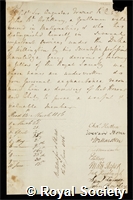 Frazer, Sir Augustus Simon: certificate of election to the Royal Society