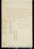 Dalton, Henry: certificate of election to the Royal Society