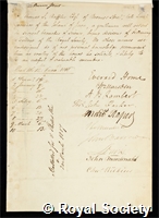 Raffles, Sir Thomas Stamford Bingley: certificate of election to the Royal Society