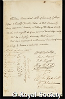 Macmichael, William: certificate of election to the Royal Society
