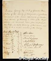 Gurney, Hudson: certificate of election to the Royal Society