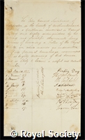 Swinburne, Sir John Edward: certificate of election to the Royal Society
