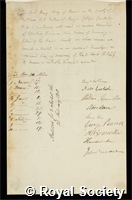 Drury, Henry Joseph Thomas: certificate of election to the Royal Society