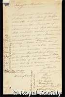 Bowditch, Nathaniel: certificate of election to the Royal Society