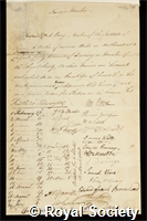 Prony, Gaspard Clair Francois Marie Riche de: certificate of election to the Royal Society