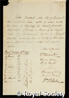 Bostock, John: certificate of election to the Royal Society