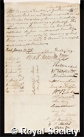Chantrey, Sir Francis Legatt: certificate of election to the Royal Society