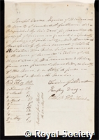 Carne, Joseph: certificate of election to the Royal Society