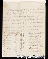 Money, Sir William Taylor: certificate of election to the Royal Society