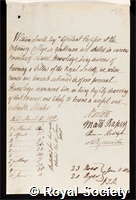 Sewell, William: certificate of candidature for election to the Royal Society