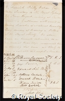 Watson, Sir Frederick Beilby: certificate of election to the Royal Society