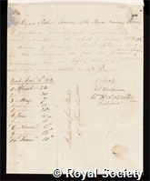 Torrens, Robert: certificate of election to the Royal Society