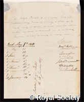 Barlow, Sir Robert: certificate of election to the Royal Society