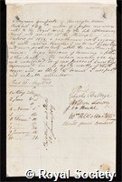 Gompertz, Benjamin: certificate of election to the Royal Society