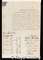 Morier, James Justinian: certificate of election to the Royal Society